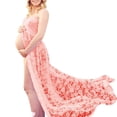 thumbnail image 4 of JustVH Lace Maternity Dress for Photoshoot Strapless Open Front Maxi Maternity Dress for Photography, 4 of 6