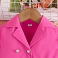 thumbnail image 4 of CPNG Toddler Girls Fashion Suit Set Wear 2 Piece Outfits Mesh Sheer Sleeve Button Blazer and Pants Set with Bow Belt(Hot Pink,4 Years), 4 of 9
