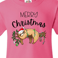 thumbnail image 4 of Inktastic Merry Christmas Cute Sloth with Santa Hat and Lights Youth T-Shirt, 4 of 5