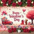 thumbnail image 3 of Red Theme Valentine's Day Banner Heart-shaped Balloons Love Display Gift Decor Teddy Bear Design Heart Backdrop for Valentine's Day Party Romantic Celebration Photo Shoot Backdrop, 3 of 9