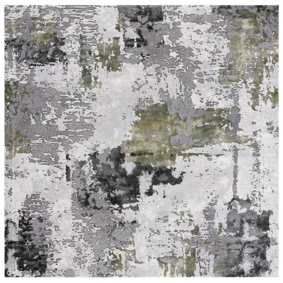 SAFAVIEH Craft Constantine Abstract Area Rug, Grey/Green, 4' x 4' Square