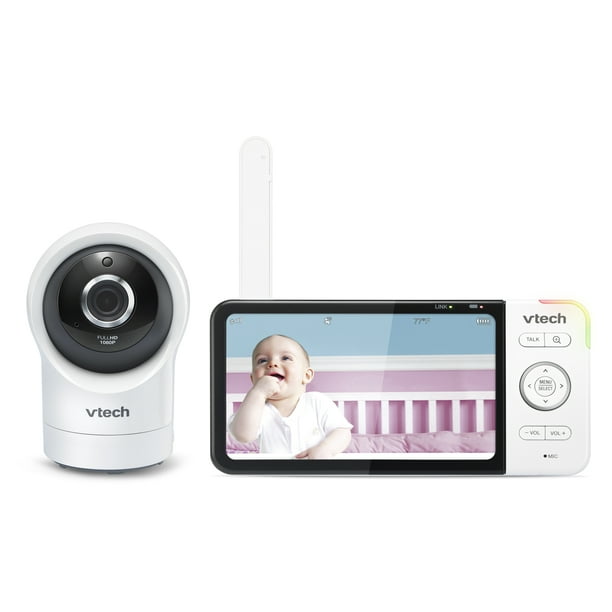 Vtech Smart Wi Fi Video Baby Monitor With 5 High Definition Display And 1080 P 360 Degree Panoramic Viewing Pan Tilt Hd Camera Rm5864hd White Walmart Com Walmart Com