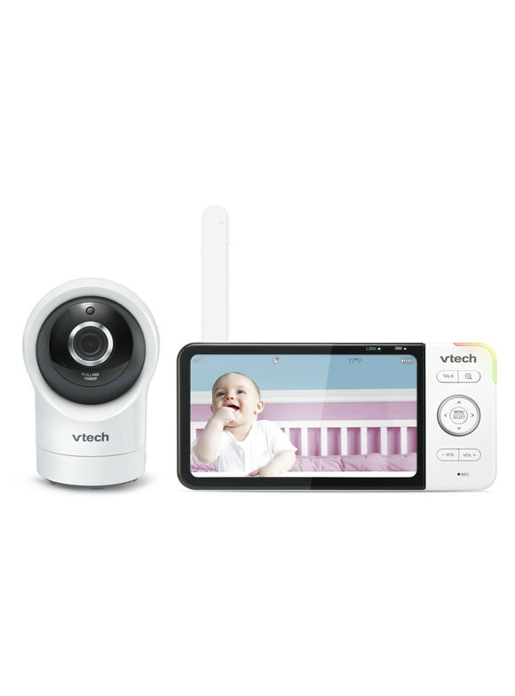 VTech Smart WiFi Video Baby Monitor with 5-inch High Definition Display and 1080p 360-Degree Panoramic Viewing Pan and Tilt HD Camera, RM5864HD, White