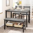 thumbnail image 7 of Litake Dining Table Set for 4, Kitchen Table with 2 Chairs and a Bench, 4-Person Dining Room Table Set with Storage Rack & Metal Frame, Dinette Set for Apartment, Kitchen, Small Space, Gray, 7 of 7