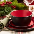 thumbnail image 3 of Stone Lain Albie Rustic Stoneware Dish Set, 32-Piece Round Dishes for 8, Red and Black, 3 of 11