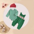 thumbnail image 2 of TOWED22 My First Christmas Baby Boy Outfit Stripe Long Sleeve Romper Long Pants with Hat 3Pcs Xmas Clothes Set,Green,0-3 M, 2 of 8