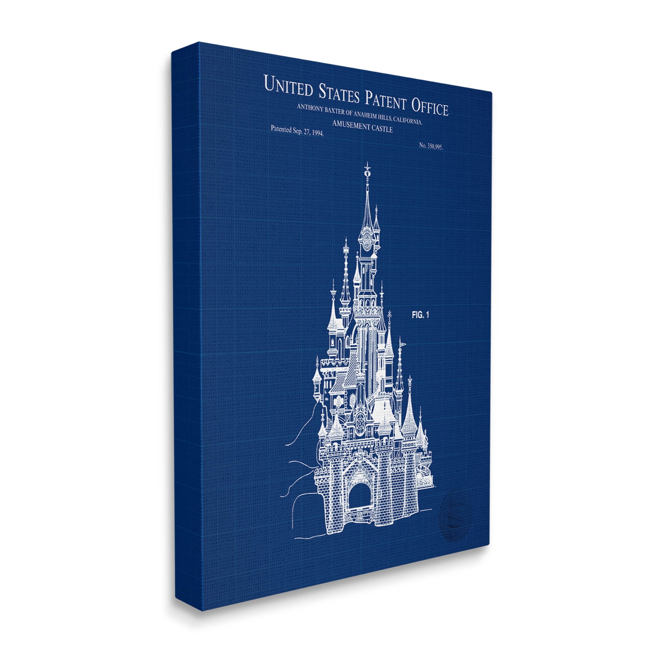 Stupell Industries Amusement Castle Blueprint Graphic Art Gallery Wrapped Canvas Print Wall Art, Design by Karl Hronek
