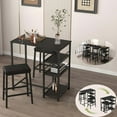 thumbnail image 3 of AENKYO 3-Piece Counter Height Dining Set, Small Space Bar Table with 2 PU Leather Stools & 3 Storage Shelves, Black, 3 of 7