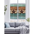 thumbnail image 4 of Non-Adhesive Static Cling Window Tint, Texas Star Rustic Window Privacy Film Frosted, Western Teal Brown Ombre Wooden Vintage Insulated Windows Frosted Films for Living room, 35.4 x 78.7 Inches, 4 of 9