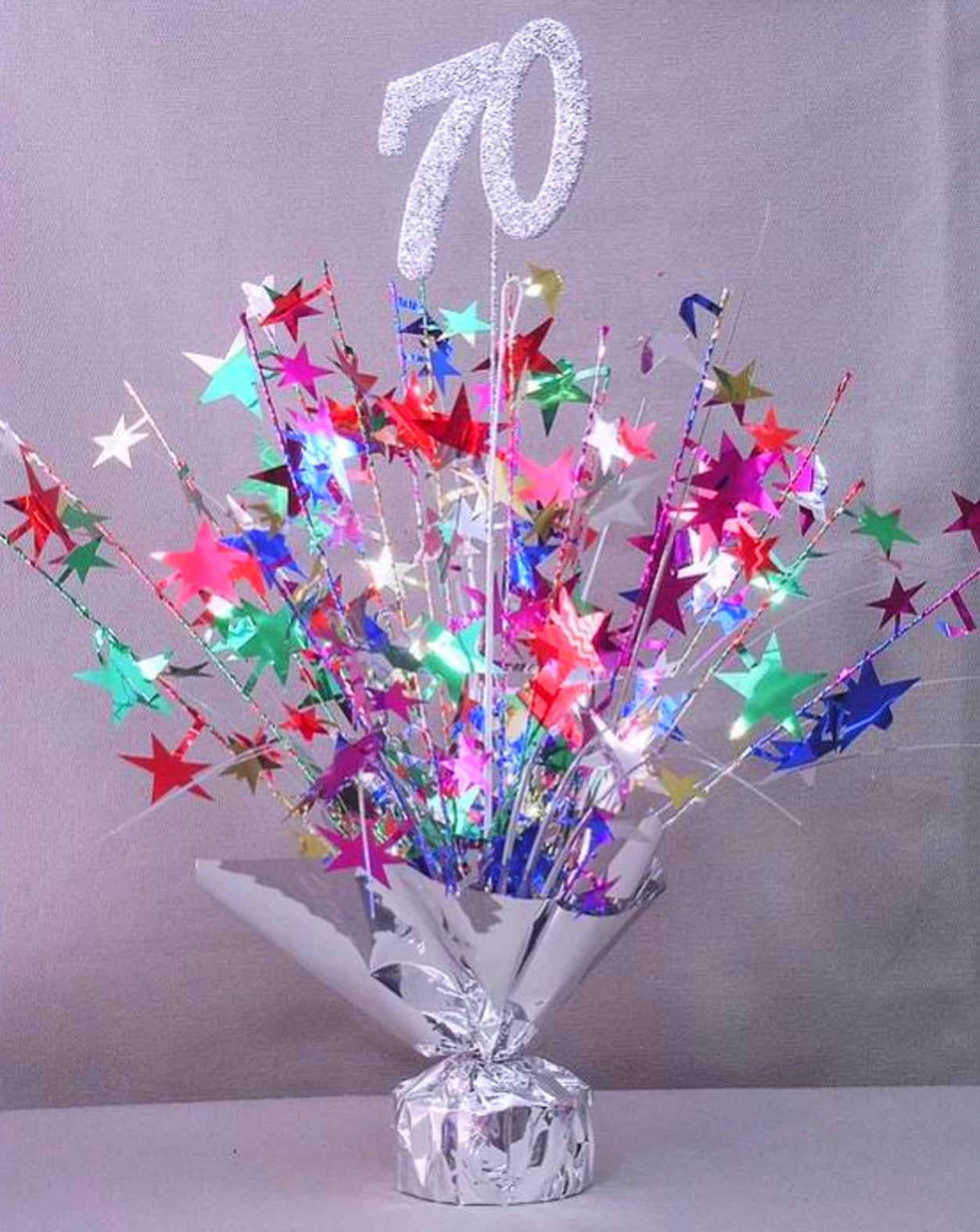 6 BALLOON WEIGHTS 14" SILVER 70 w/MULTI SPRAY