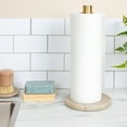thumbnail image 2 of Bloomingville Modern Marble Paper Towel Holder with Brass Detail, Beige, 2 of 5
