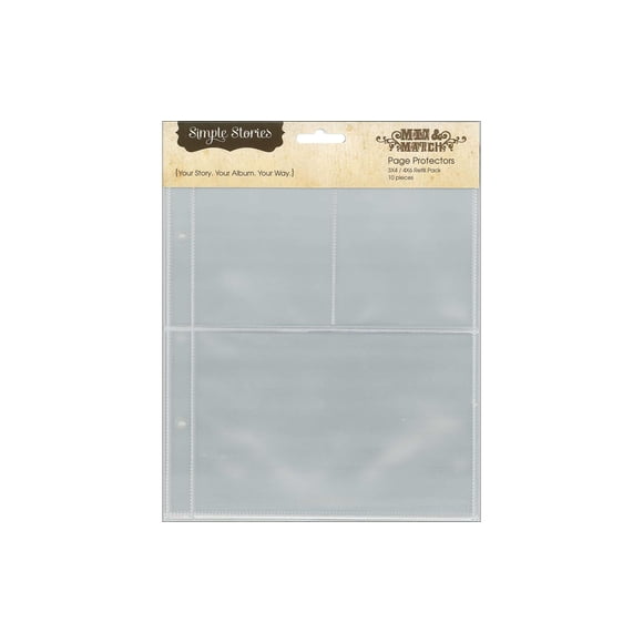 Simple Stories Sn@p! Pocket Pages For 6"X8" Binders 10/Pkg-(1) 4"X6" & (2) 3"X4" Pockets - SS2005