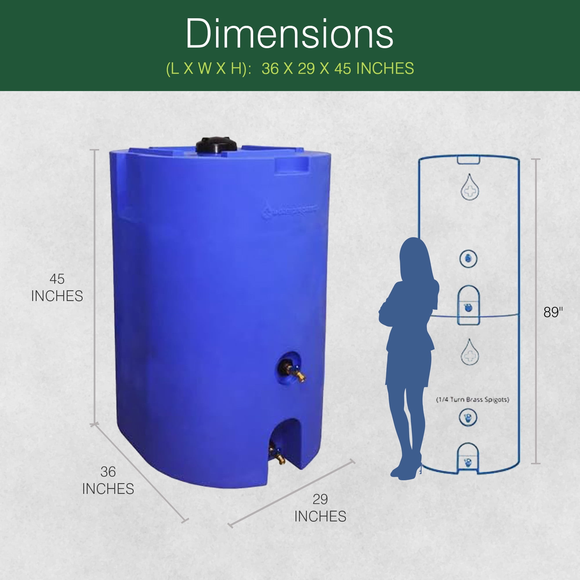 WaterPrepared 160 Gal Stackable Design Utility Water Tank with Cap (2 Pack)