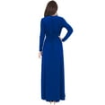 thumbnail image 5 of KOH KOH Long Sleeve V-Neck Bridesmaid Wedding Guest Party Winter Fall Formal Evening Tall Sexy Slit Full Floor Length Gown Maxi Dress For Women Cobalt Royal Blue Small US 4-6 NT176, 5 of 6