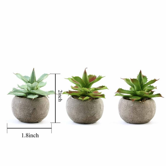 BalsaCircle 3 Green Assorted 5" Artificial Faux Garden Aloe Succulent Plants Round Pots