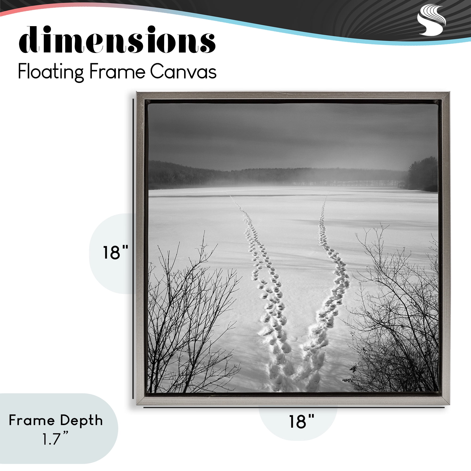 Stupell Industries Snowstep Tracks Across Frozen Lakes Gray Framed Floater Canvas Wall Art, design by Chip Forelli