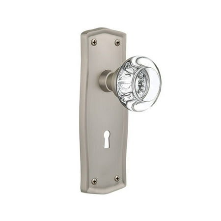 Nostalgic Warehouse Round Clear Crystal Glass Double Dummy Door Knob With Prairie Plate