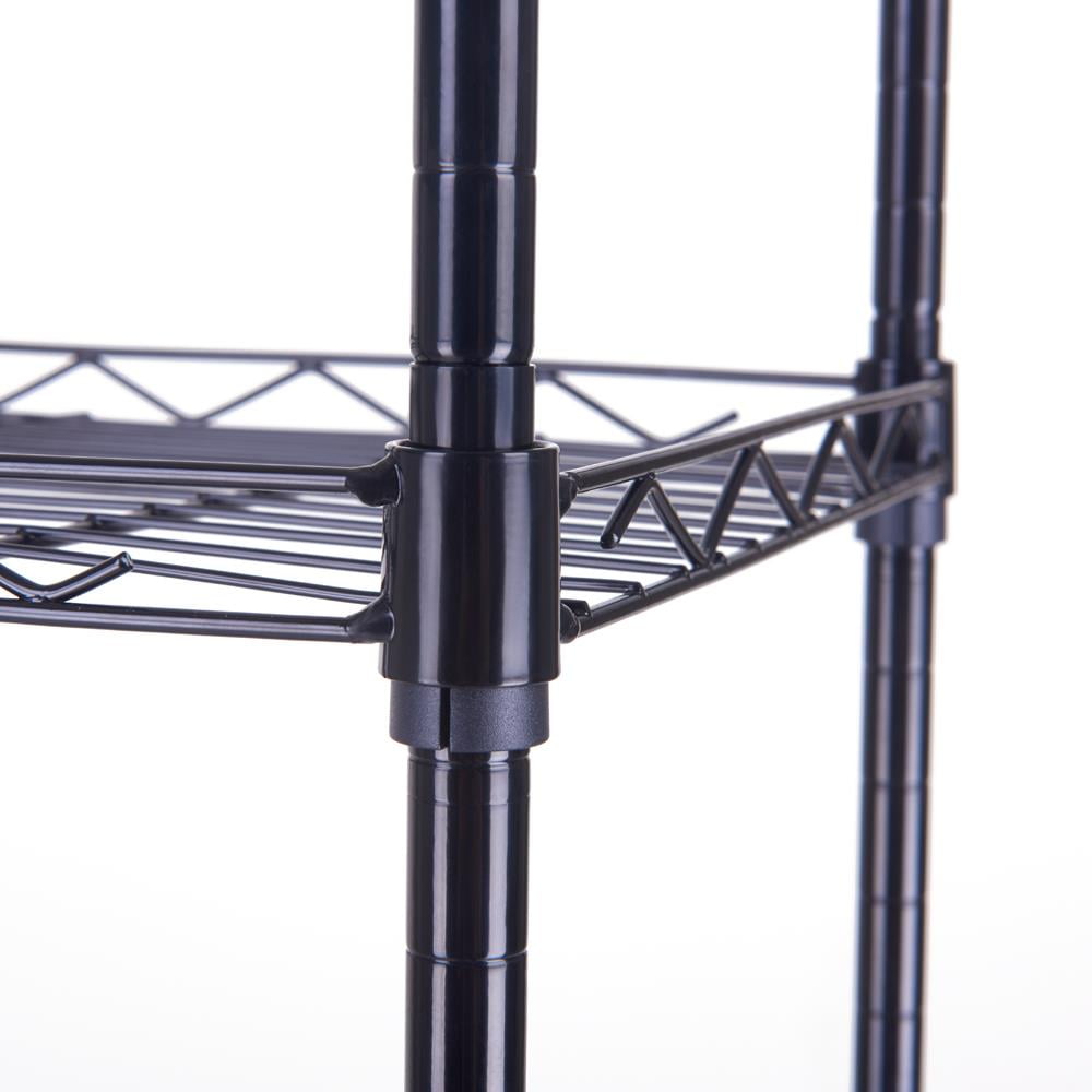 Ktaxon 4-Tier Storage Rack, Garage Wire Shelving Metal Shelves Storage Unit Black, 17.3"D x 11.4"W x 50.4"H