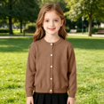 thumbnail image 2 of Girls Long Sleeve Knitted Cardigan Sweater Kids Button down Sweaters Cropped Jacket Cover up Tops Kids Basic Shirt Outerwear, 2 of 9