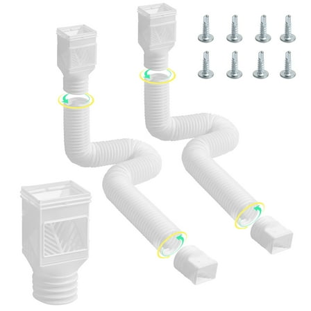KFFKFF Rainwater Channel Downspout Extensions, Pair of Adaptable Downspout Lengtheners, Drain Pipe Extension Stretchable from 22" to 63", Gutter Augmentations with Connectors