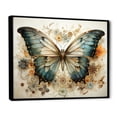 thumbnail image 2 of Designart "Blue Beige Butterfly Intricate Patterns" Animals Floater Framed Canvas Wall Art, 2 of 7