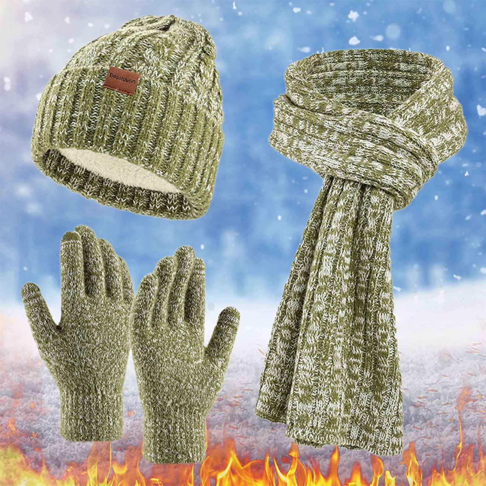 Hat for Women Winter Hats for Men 2024 Winter Men's And Women's Same Style Neck Knitted Hat Thickened Cold Knitted Glove Hat Scarf Warm 3 Piece Set