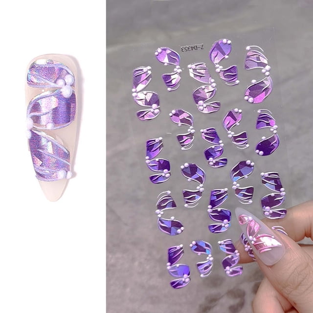 Xihbxyly Pegatinas para Uñas con Relieve 5D, Cinta Tridimensional para Uñas