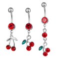 thumbnail image 1 of 3pcs Crystal Navel Ring Belly Button Rings Cherry Cute Belly Button Rings Belly Bars Double Belly Piercing Belly Button Piercings for Women Girls, 1 of 4