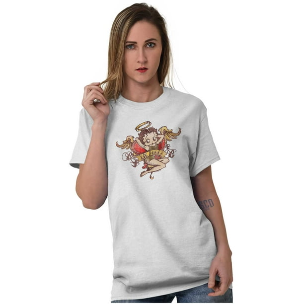 Betty Boop Lil' Angel Tattoo Women's Graphic T Shirt Tees Brisco Brands