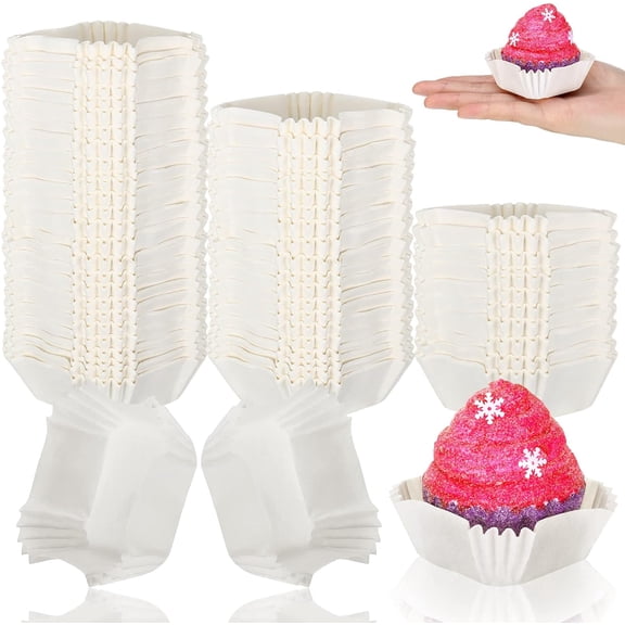 350 Pcs Square Mini Cupcake Liners Disposable Brownie Baking Pan Liners Paper Baking Cup for Cup and Cupcakes Party Supplies for Weddings Birthdays Bridal(White)