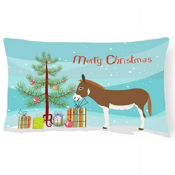 Carolines Treasures BB9214PW1216 Miniature Mediterranian Donkey Christmas Canvas Fabric Decorative Pillow, Teal, 12H