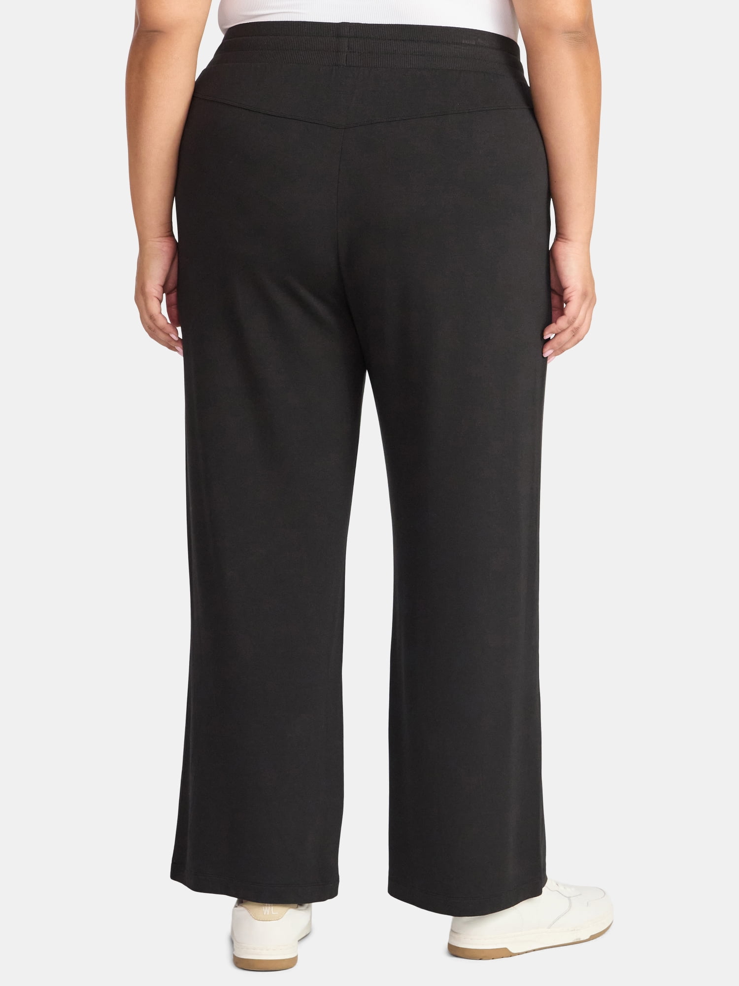 Terra & Sky Women's Plus Size Knit Wide Leg Pants, 28" Inseam, Sizes 0X-5X