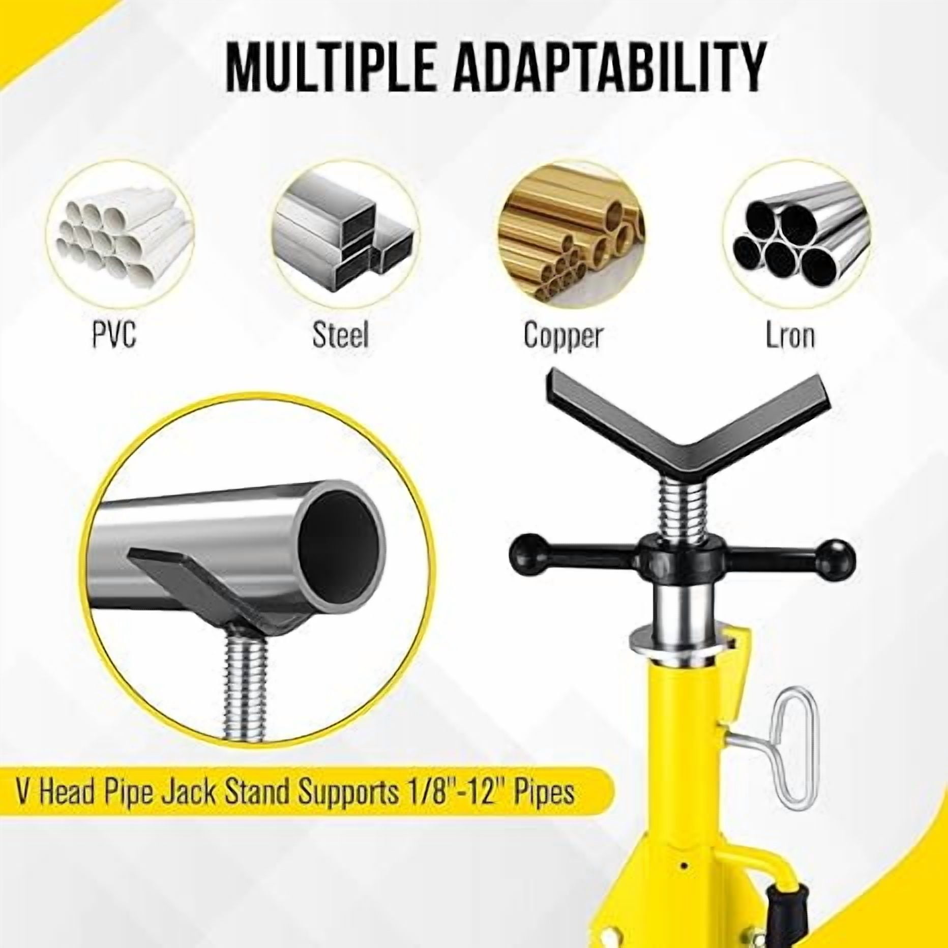 Heavy-Duty Pipe Stand Adjustable Folding Pipe Jack Stand | Sturdy Construction 2500 lbs | 28-52 Inch Adjustable Height | 1/8"-12" Capacity Load Capacity | Ideal for Welding,Portable Automotive Tool
