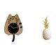 thumbnail image 1 of Reloj de pared con forma de gato y piña, silencioso, ideal para la cocina, la oficina o el hogar. Figura artificial para estantería o mesa. Regalo per, 1 of 8