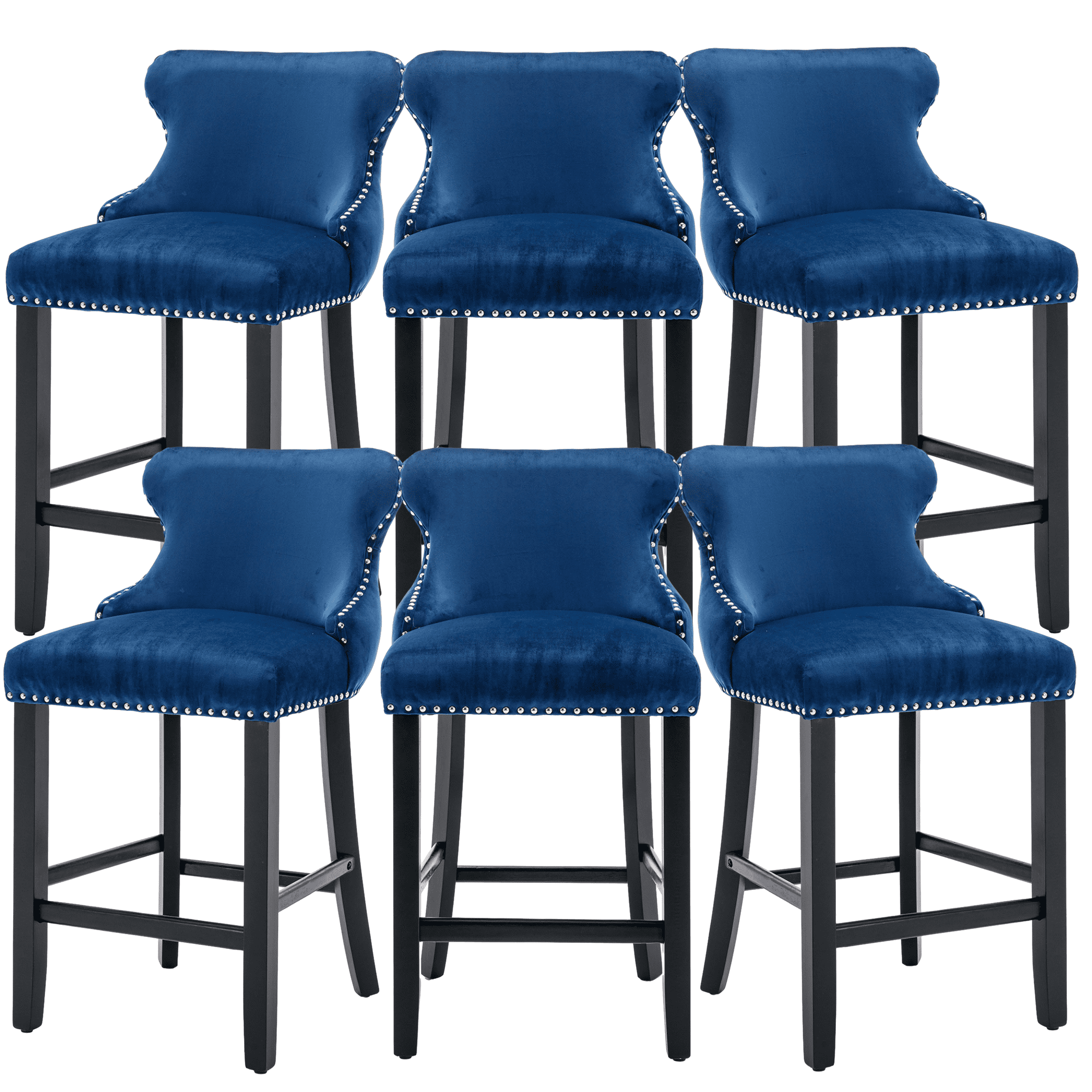 Velvet Counter Height Upholstered Barstools, Bar Stools Seat Height 27