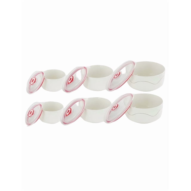Contenedor Xtellar transparente De Ceramica Tazon Con Tapa Hermetica Set De 6 Pza