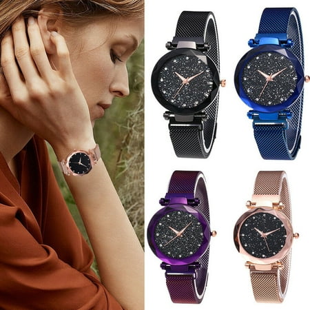 Luxury Women Starry Sky Watch Magnet Strap Buckle Female Wristwatch Fashion with Star