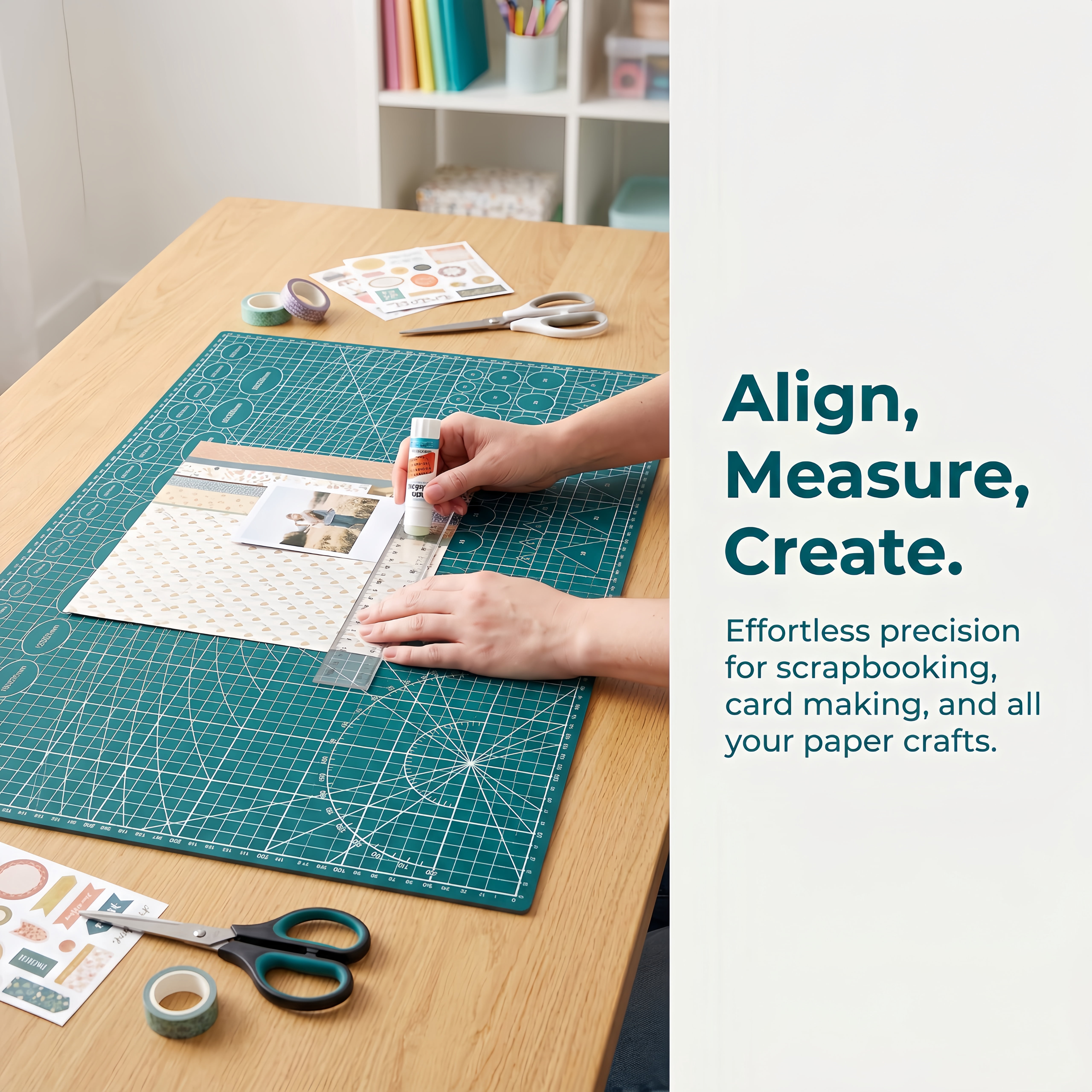 24" x 18" inch Green Self-Healing Cutting Mat, A2 Craft Board with Grid, Ideal for Crafts, Sewing, Fabric, Scrapbooking