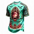 thumbnail image 2 of Hsovts Halloween T-Shirts for Men Short Sleeve Round Neck Loose Cut Printed Tops Casual Daily Wear with Soft Polyester Fabric Beige XL, 2 of 4