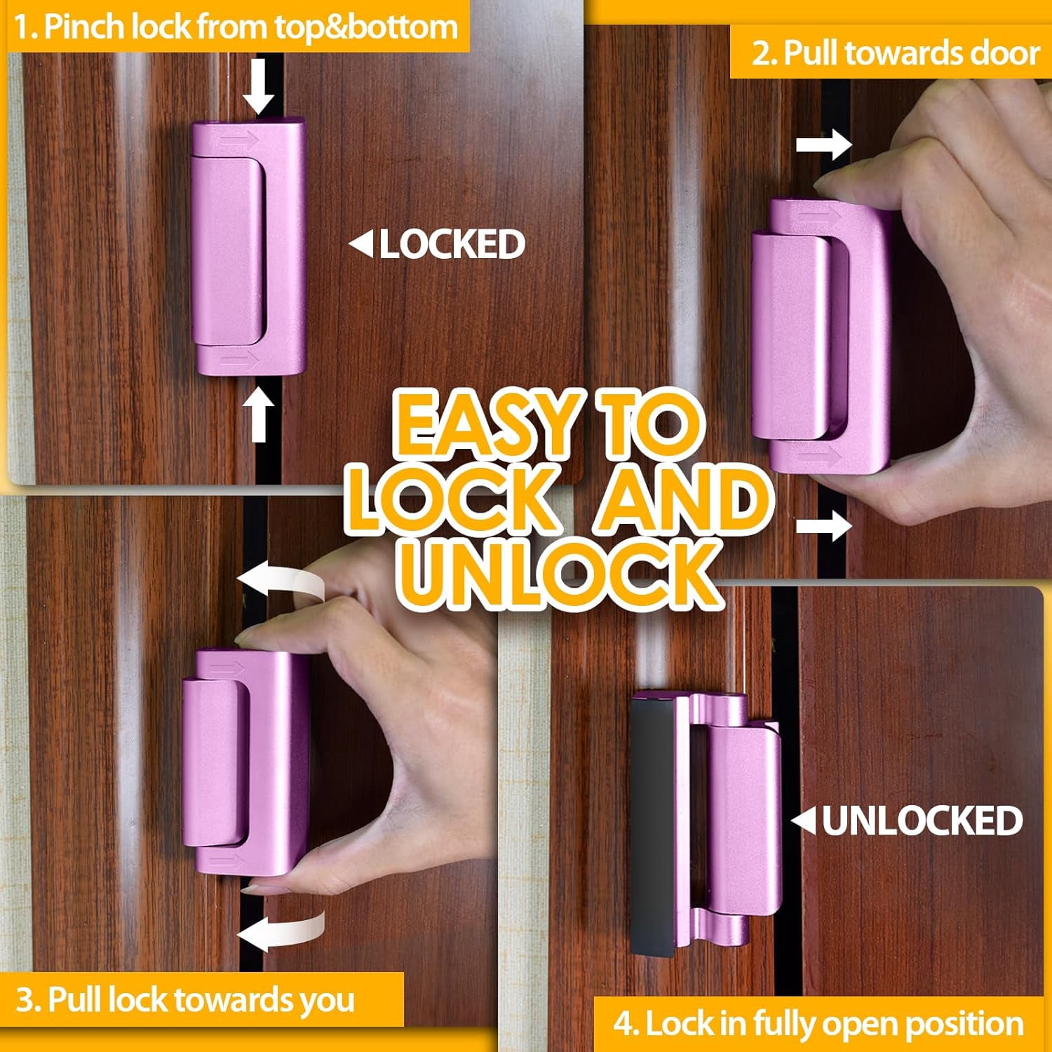Home Security Door Lock Door Reinforcement Lock Door Locks for Kids Safety Flip Door Lock Latch Childproof Night Lock Door Security Front Door Child Safety Lock