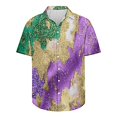 thumbnail image 5 of BLTIBY 2025 Mardi Gras Carnival Shirts for Men Printed Summer Short Sleeve Casual Button Down Shirt Fashion Casual Tops Multicolor 6 5XL, 5 of 5
