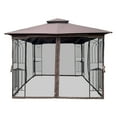 thumbnail image 3 of Outdoor Patio Gazebo Canopy Tent, 10x10 with Ventilated Double Roof, Mosquito Netting, Suitable for Lawn, Garden, Backyard, Deck - Brown Top, 3 of 8
