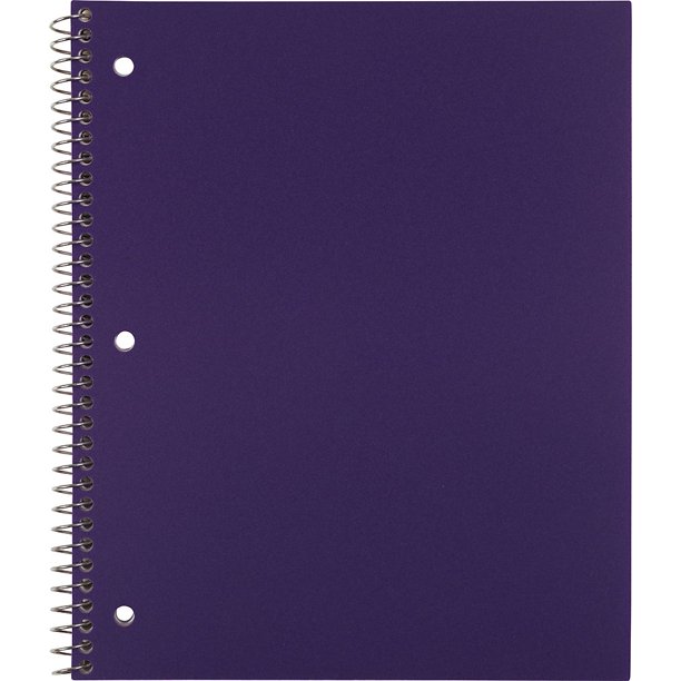 Staples Poly Cover Notebook College Ruled Purple 81/2" x 11" 12 PK