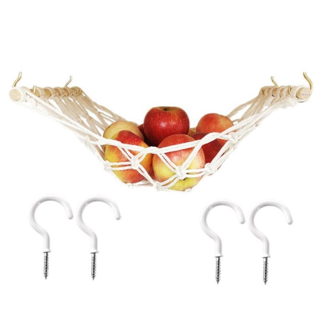 Hamaca De Frutas Debajo Del Gabinete Hamaca De Frutas Colgante Cesta De Frutas Tejida A Mano Boho Para Cocina Vogacara HA037770-00
