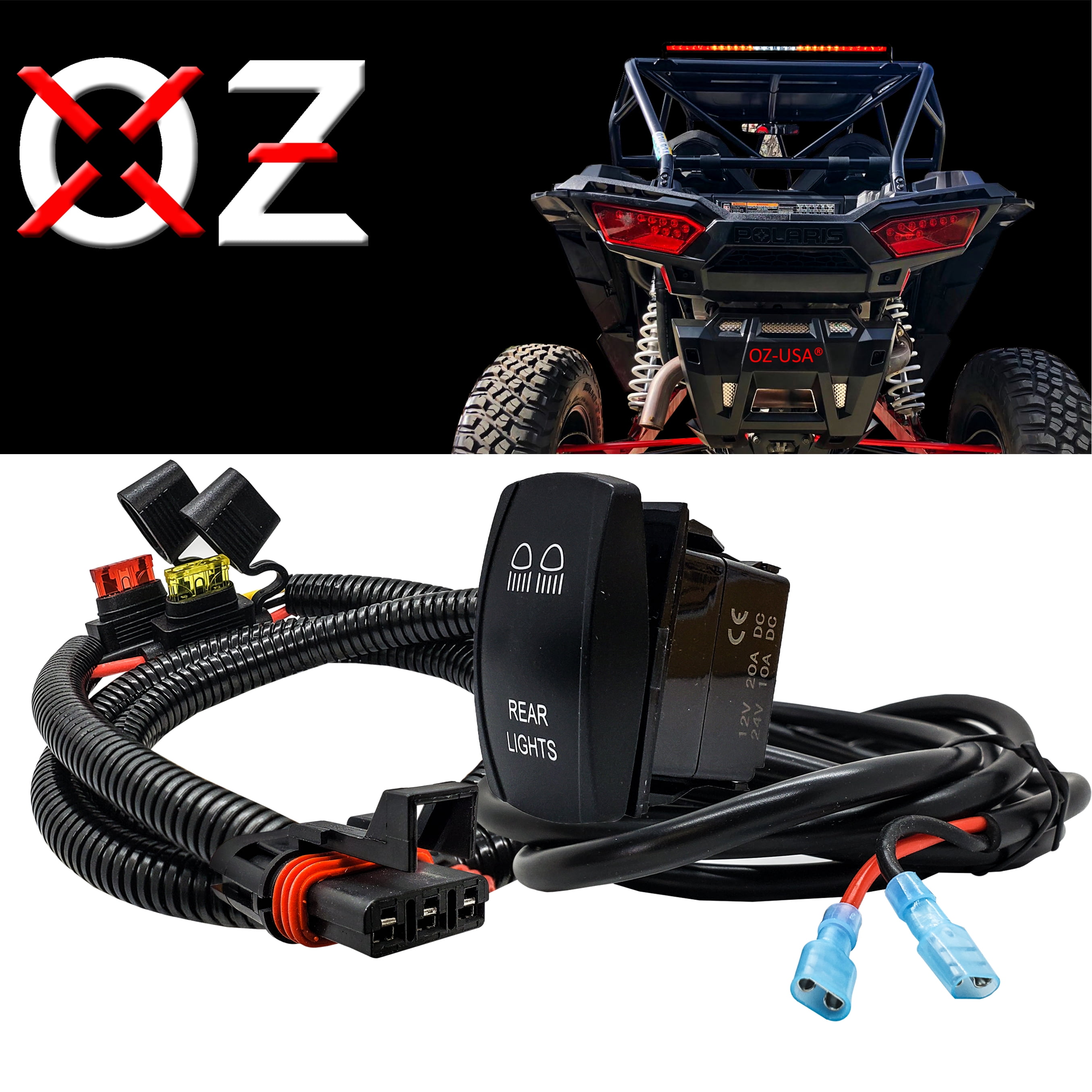 OZUSA 10ft. Power Bus Bar Plug Wire Harness Kit for Rear Chase LED