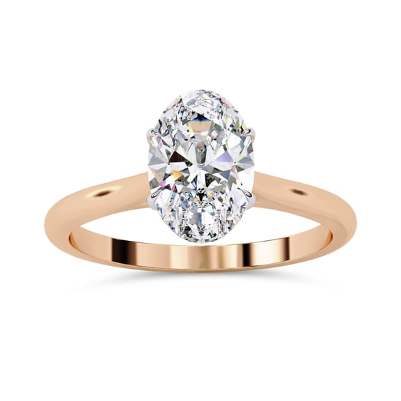 AFFY Solitaire Engagement Ring for Women 9x6mm Oval Cut Lab Created Moissanite Wedding Promise Rings Jewelry Gift for Her In 10K Solid Rose Gold Size-10