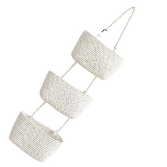 Over The Door Hanging Woven Wall Mounted Storage Organizer Decorative Three Tier Nursery Rack For Home