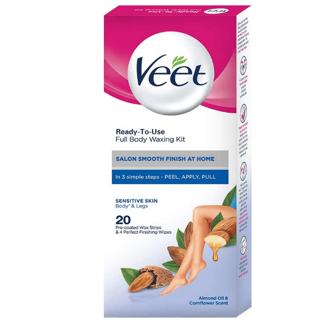 Veet Full Body Waxing Kit Sensitive Skin (Pack of 20 Wax Strips)