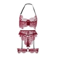 thumbnail image 4 of Gibobby Ropa sexy de mujer para sexo Lenceria Sexy Mujer Bikini Push Up Bustier Top + Braga Alta G String Clubwear Conjunto de Lencería(Vino, G), 4 of 5