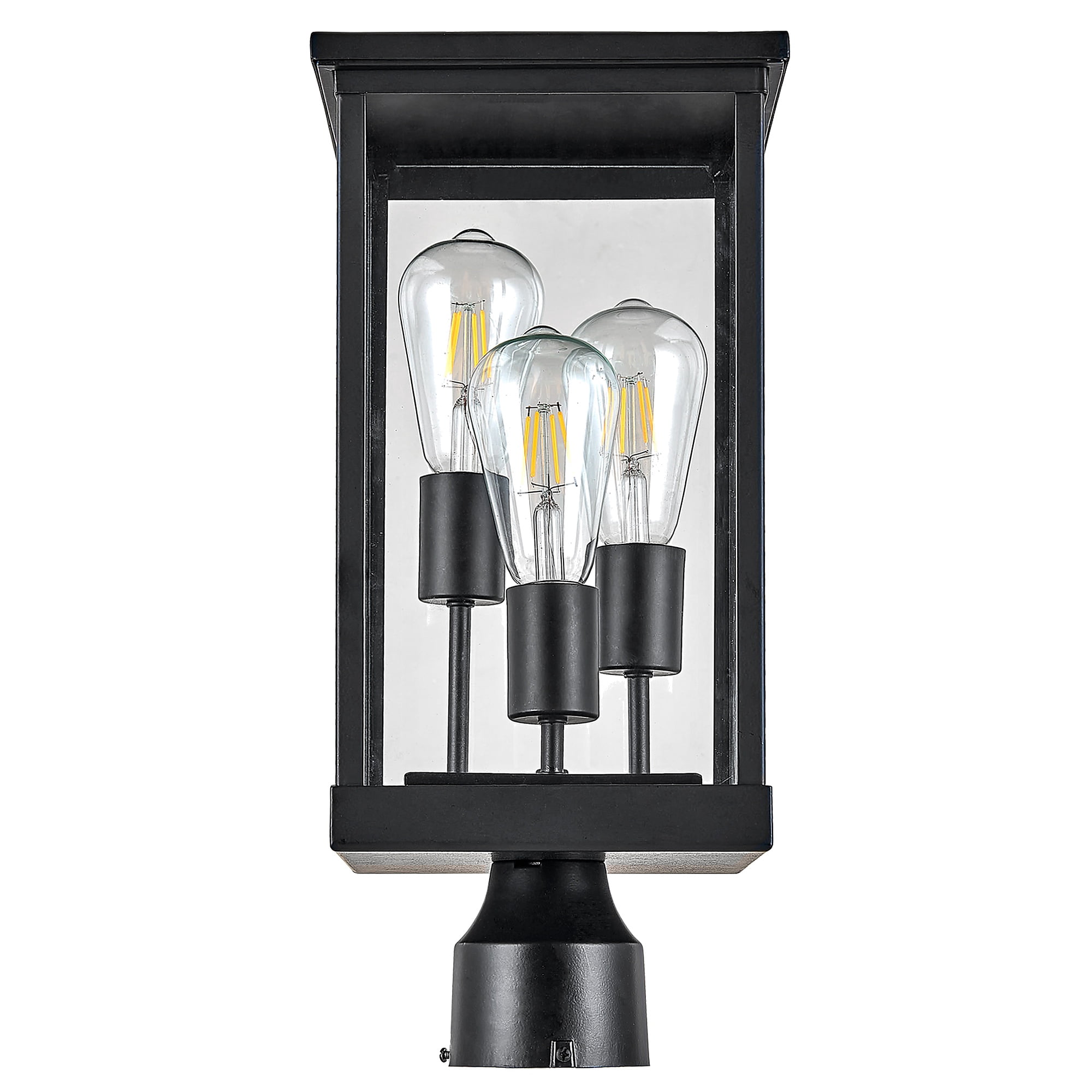 Design House Mayfield Matte Black 3 Light Indoor/Outdoor Weather Resistant Post Lantern Light with Clear Glass